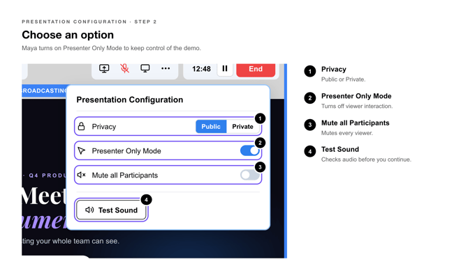 Broadcast Callouts choose and option_presentation config v2-selection
