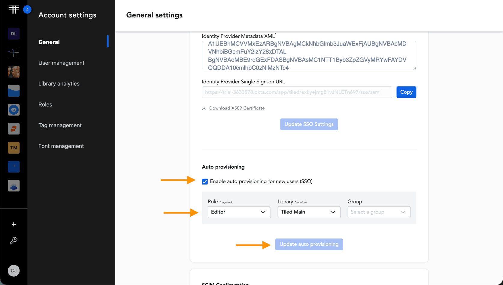 Configure SSO for Okta