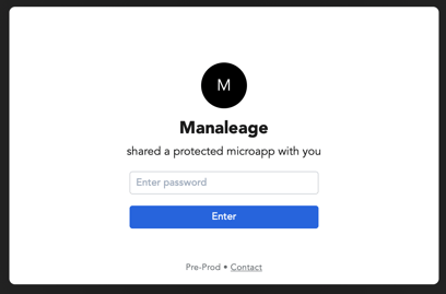 open password protected microapp